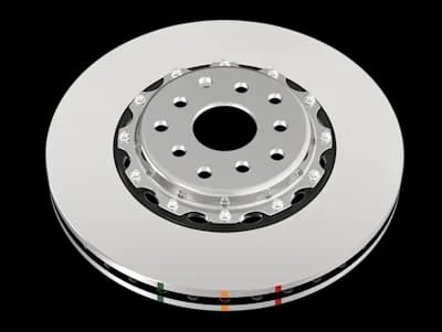 DBA 5000 Series HD Bremsscheibe mit glatter OE-Oberfläche, silberner Oberfläche, zentraler Befestigungsnabe und farbigen Indikatormarkierungen
