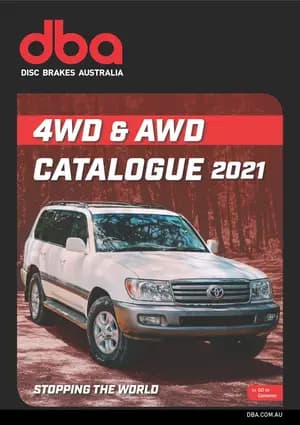 DBA Performance-Katalog 2021 April-Ausgabe Cover mit 5000 Serie Bremsscheiben mit verschiedenen Oberflächenmustern